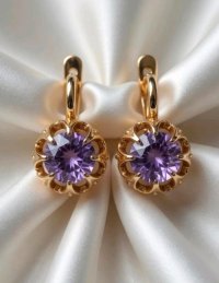Ohrringe 585 Rotgold Stecker Creolen Kunzit - Bild 2