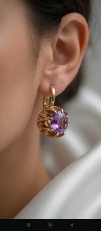 Ohrringe 585 Rotgold Stecker Creolen Kunzit - Bild 5