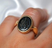 Siegelring 585 Gelbgold mit Achat, Ringgröße 58 - Bild 1
