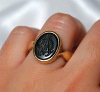 Siegelring 585 Gelbgold mit Achat, Ringgröße 58 - Bild 4
