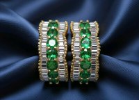 Ohrringe 750 Gold Stecker mit Diamant & Smaragd - Bild 3