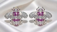 Ohrringe 750 Gold Diamant Rubin 0,76 ct Stecker - Bild 2