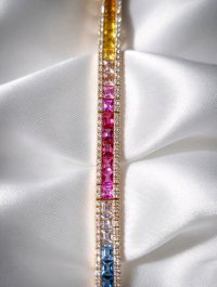 Armreif 585 Gelbgold mit Diamant & Saphir - Bild 1