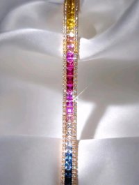 Armreif 585 Gelbgold mit Diamant & Saphir - Bild 2