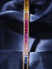 Armreif 585 Gelbgold mit Diamant & Saphir - Bild 4