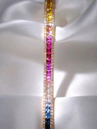 Armreif 585 Gelbgold mit Diamant & Saphir - Bild 5