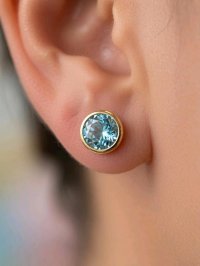 Ohrringe 585 Gelbgold Blautopas 3,7g - Bild 1