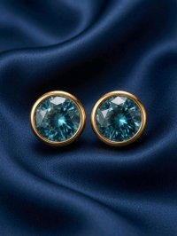 Ohrringe 585 Gelbgold Blautopas Stecker 3,7g - Bild 2