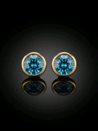 Ohrringe 585 Gelbgold Blautopas Stecker 3,7g - Bild 3