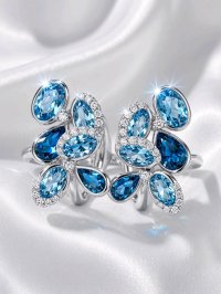 Ohrringe 750 Gold Stecker Diamant & Aquamarin - Bild 2