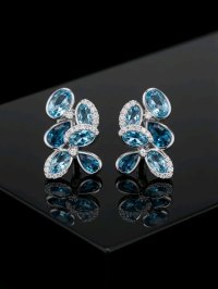 Ohrringe 750 Gold Stecker Diamant & Aquamarin - Bild 3