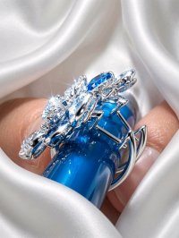 Ohrringe 750 Gold Stecker Diamant & Aquamarin - Bild 4
