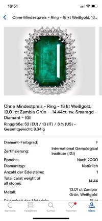 Verlobungsring 750 Gold Smaragd 13,01 ct Diamant - Bild 2