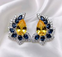 Ohrringe 585 Gold Diamant Beril Saphir - Bild 1