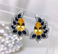 Ohrringe 585 Gold Diamant Beril Saphir - Bild 2