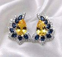 Ohrringe 585 Gold Diamant Beril Saphir - Bild 4