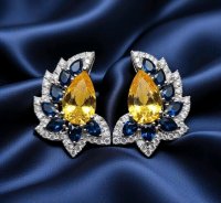 585 Gold Ohrringe Creolen Diamant Saphir Beryll - Bild 5