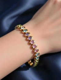 585 Gelbgold Armreif mit Citrin & Amethyst 2,67 ct - Bild 2