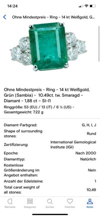 Verlobungsring 585 Gold Smaragd 10,49 ct Diamant - Bild 2
