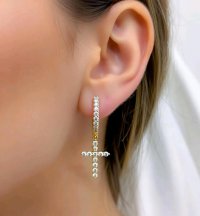 Ohrringe 585 Gold Diamant 0,57 ct Kreuz Stecker - Bild 2