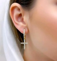 Ohrringe 585 Gelbgold 0,57 ct Diamant Kreuz - Bild 4