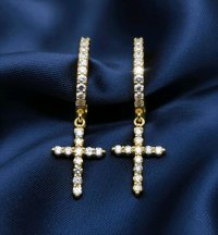 Ohrringe 585 Gelbgold 0,57 ct Diamant Kreuz - Bild 6
