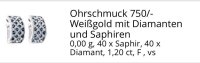 Creolen 750 Gold Diamant Saphir 1,2 ct - Bild 2