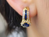 Ohrringe 750 Gold Stecker mit Saphir & Diamanten 2,4 ct - Bild 5