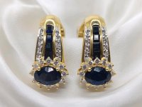 Ohrringe 750 Gold Stecker mit Saphir & Diamanten 2,4 ct - Bild 6
