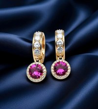 Ohrringe Creolen 585 Gold Turmalin 1,53 ct Diamant 1,01 ct - Bild 3