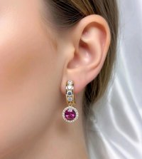 Creolen 585 Gold mit Turmalin und Diamant - Bild 4