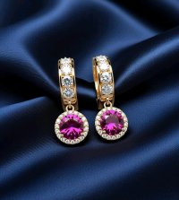 Creolen 585 Gold mit Turmalin und Diamant - Bild 5