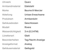 Uhr Baume & Mercier Riviera 750 Gold Stahl - Bild 2