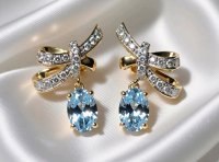 Ohrringe 585 Gold Aquamarin Diamant 1,1 ct Stecker - Bild 1