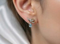 Ohrringe 585 Gold Stecker Aquamarin Diamant - Bild 2
