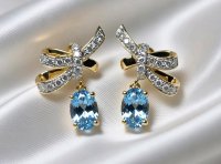 Ohrringe 585 Gold Stecker Aquamarin Diamant - Bild 3