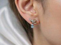 Ohrringe 585 Gold Aquamarin Diamant 1,1 ct Stecker - Bild 4