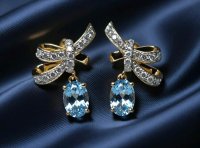Ohrringe 585 Gold Stecker Aquamarin Diamant - Bild 5