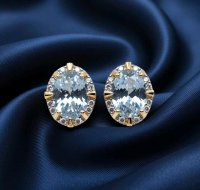 Ohrringe 585 Gold Aquamarin 1,91 ct Diamant - Bild 1