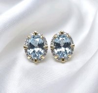 Ohrringe 585 Gold Aquamarin 1,91 ct Diamant - Bild 2