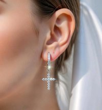 Ohrstecker 585 Gold Diamant 0,55 ct Kreuz - Bild 2