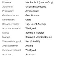 Uhr 750 Weißgold Baume & Mercier - Bild 3
