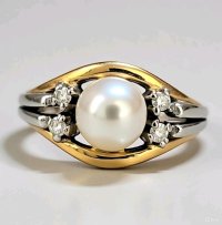 Ring 585 Gelbgold Perle Diamant Ehering - Bild 1