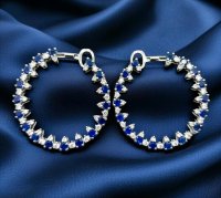 Creolen 750 Gold mit Diamant und Saphir - Bild 1
