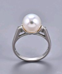 Verlobungsring 750 Gold Perle Diamant - Bild 2