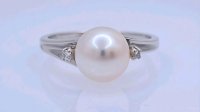 Ring 750 Gold 18K Perle Diamant Verlobung Ehe - Bild 4