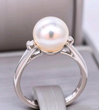 Verlobungsring 750 Gold Perle Diamant - Bild 5