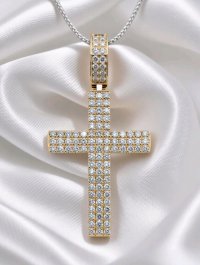 Kreuzanhänger 750 Gold mit 0,8 ct Diamant - Bild 6