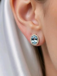 Ohrringe 585 Gelbgold Aquamarin 2,17ct Diamant - Bild 2