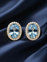 Ohrstecker 585 Gelbgold Aquamarin 2,43 ct Diamant - Bild 3